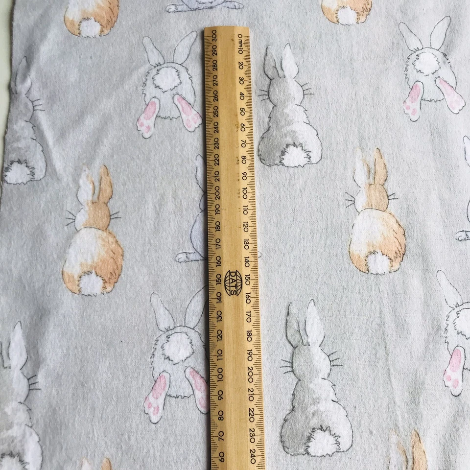 Cotton Flannelette Easter Grey Bunny Rabbits - Sold by 1/2m 40cm W x 120cm L BN - image 3 of 4