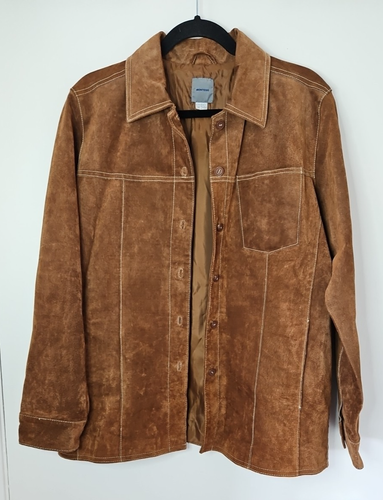 Damen Vintage Montego Braun Wildleder Lederjacke Größe 14 Retro