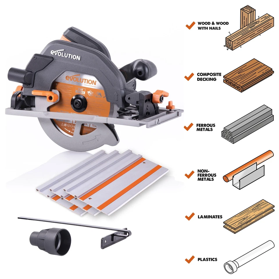 Evolution R185CCSX: Multi-Material Cutting Circular Saw 7-1/4 in. Blade With 3ft - Image 4 of 4