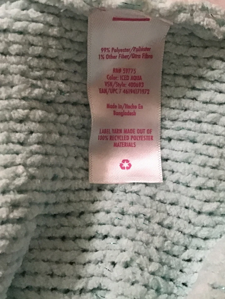 Justice Girls Sweater Aqua Size 16/18 Plus Pullover Long Sleeve Warm Cable Knit - Image 4 of 4