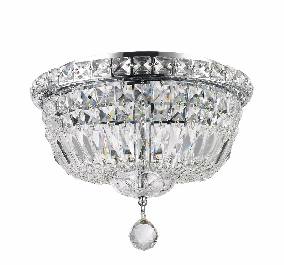 4 круглых хромированных потолочных светильника D12 x H9 с креплением заподлицо с ампирным кристаллом - Изображение 2 из 2