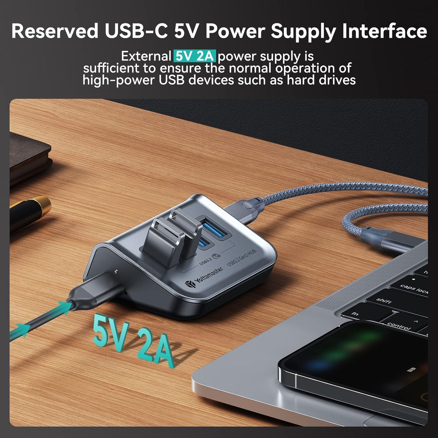 Yottamaster 3/4/7 porte tipo C hub USB 3.2 Gen 2 splitter dati per PC Macbook foto 3