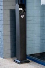 FREE STANDING HIGH CAPACITY STAINLESS STEEL CIGARETTE FLOOR BIN RUBBISH ASHTRAY