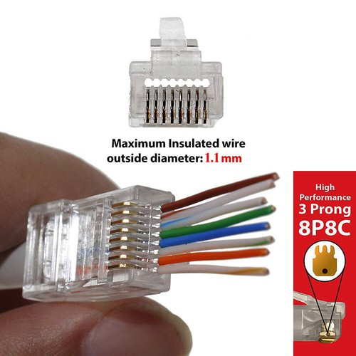 Conector CTA6 RJ45 6U chapado en oro paso a través de cables Ethernet módulo enchufe conector - Imagen 2 de 12