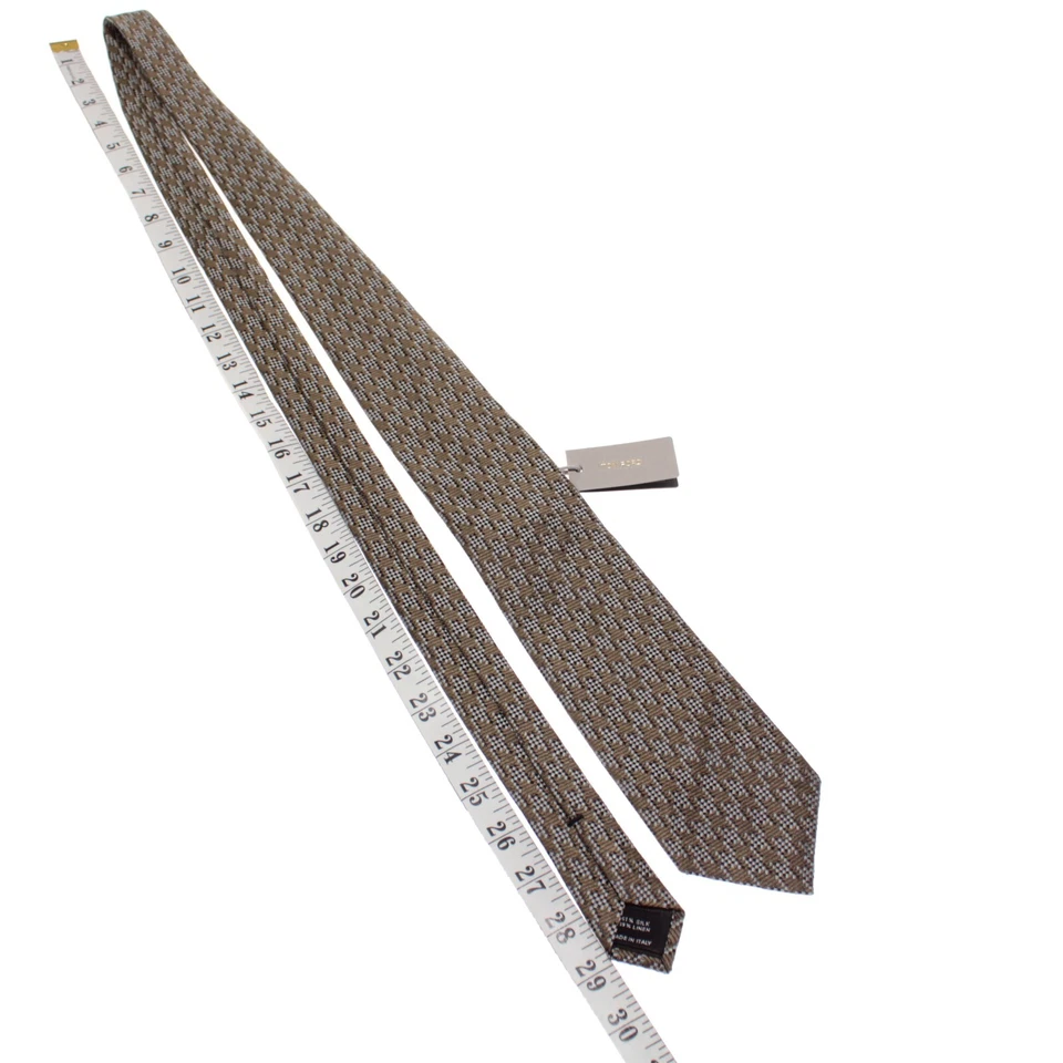Gravata de pescoço Tom Ford nova com etiquetas em marrom claro/escuro e cinza Houndstooth mistura de seda/linho - Imagem 3 de 4