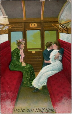 Sweet Couple Kissing Crossdressing Man Hand Drawn Doodle Bam forth Postcard spc4