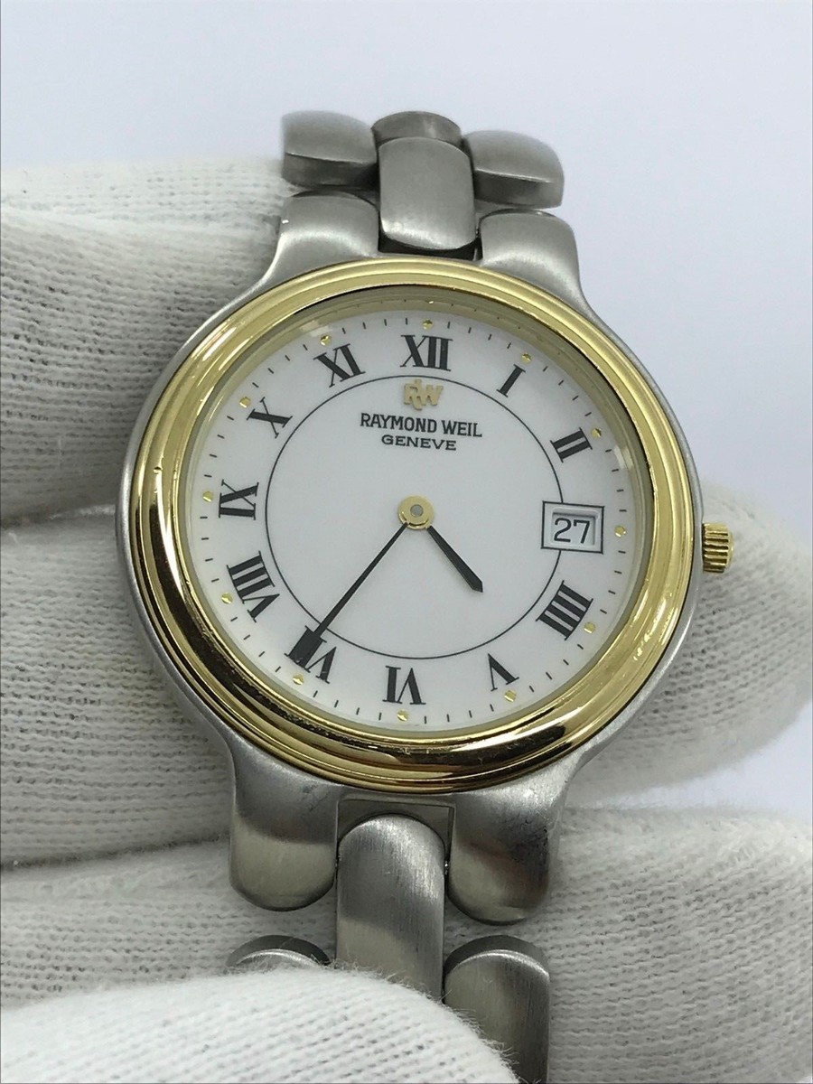 RAYMOND WEIL GENEVE 9185 QUARTZ MENS 34mm GOLD&STEEL SWISS