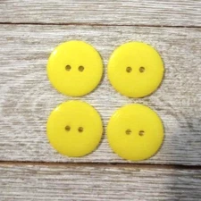 4 Yellow Sewing Buttons Crafting Round 2 Hole Flat Resin  .75"  20mm 