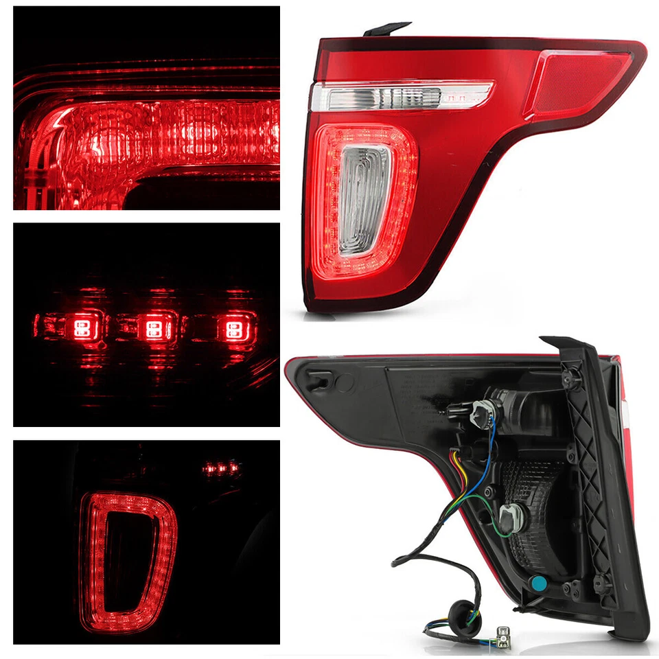 LED Tail Light For 2011-2015 Ford Explorer Red Clear With Bulbs Passenger Side - Image 4 of 4