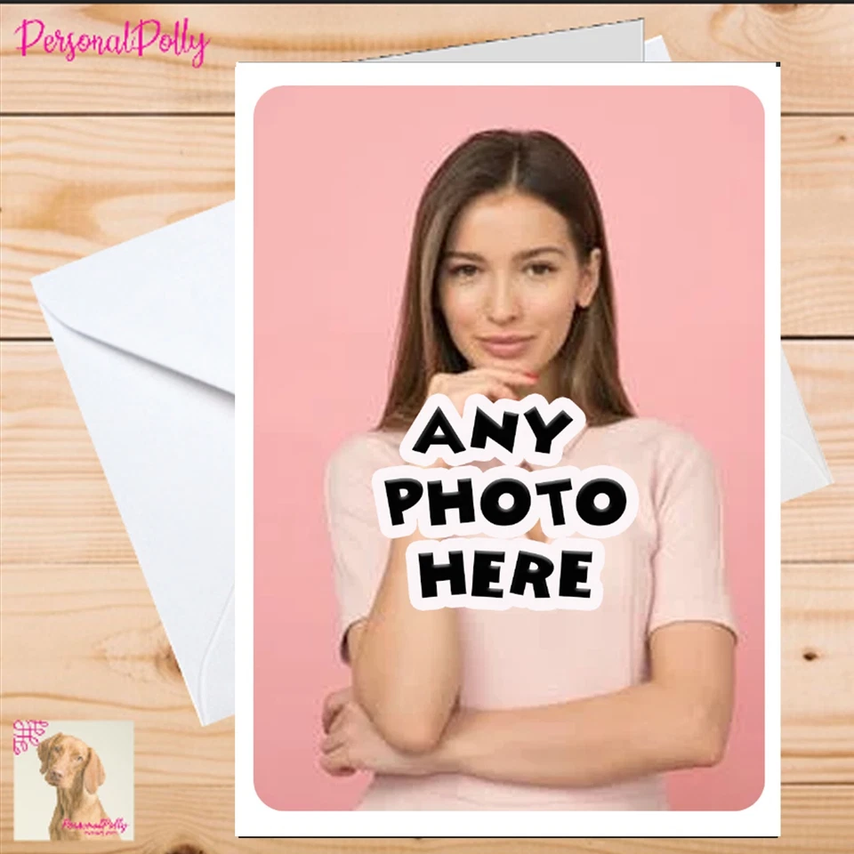 PERSONALPOLLY Personalised Photo Card Any Greeting Birthday Picture Congratulations Custom