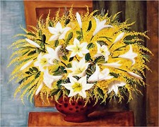 Flowers in Vase Lilies Mimosas Accent Tile Mural Kitchen Wall Backsplash Ceramic