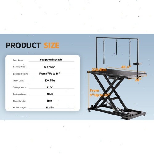 50'' Professional Electric Dog Grooming Table Heavy Duty Height Adjustable NEW - Picture 9 of 13