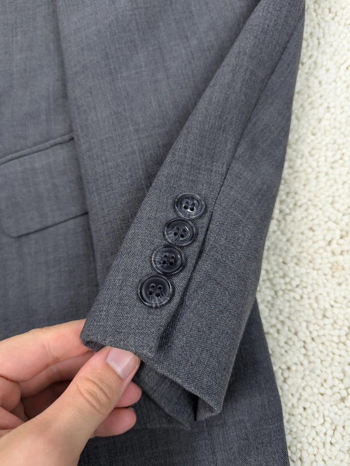 Traje Farah Para Hombre 46L 38x30 Gris Lana Vintage 2 Piezas Chaqueta Pantalones 2 Botones Largo Foto 3 de 4