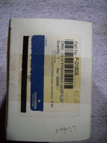 BRAND NEW Emerson P-0180S VALVE BYPASS/DISCH 1/20F SLDR