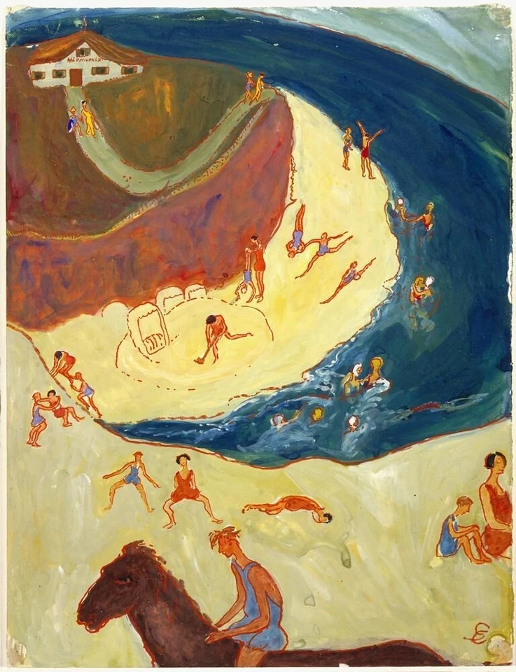 Charlotte Salomon : At the Beach  : Jewish Holocaust  Expressionist Print 17x22 - Image 2 of 2