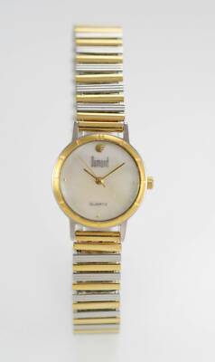 Dumont Damen MOP Edelstahl Silber Gold Stretch Quarz Batterie Uhr