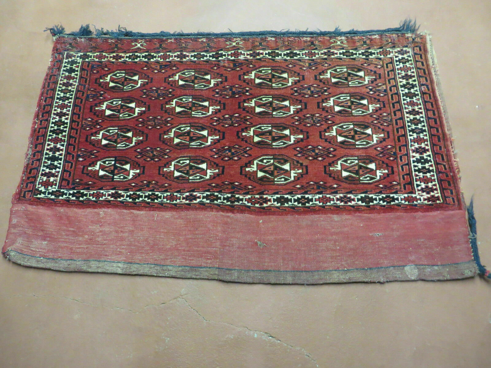 2.5' X 4' Antique Handmade Red Turkoman Tribal Wool Rug Cushion Case Elephant