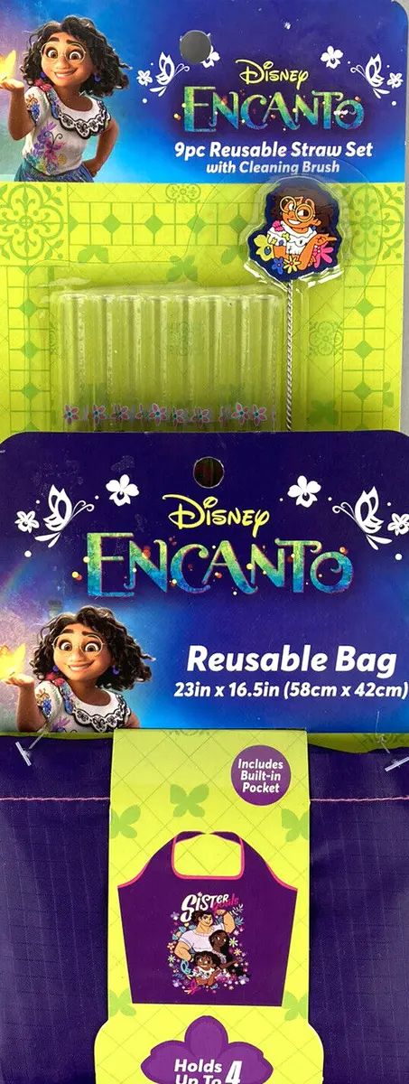 Disney Encanto Bundle Large Reusable Purple Shopping Bags & 9 pc