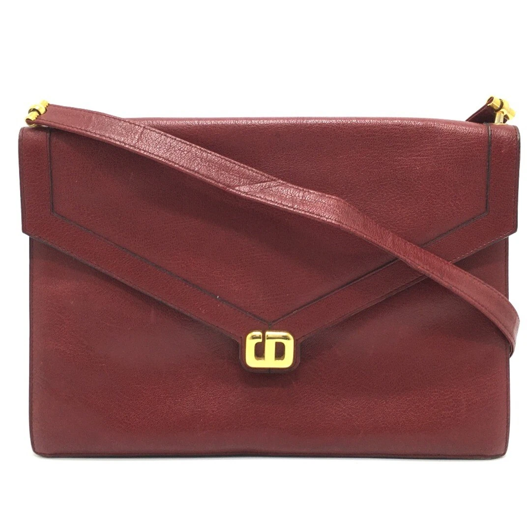 Christian Dior ancien sac bandoulière vintage CD métal cuir rouge