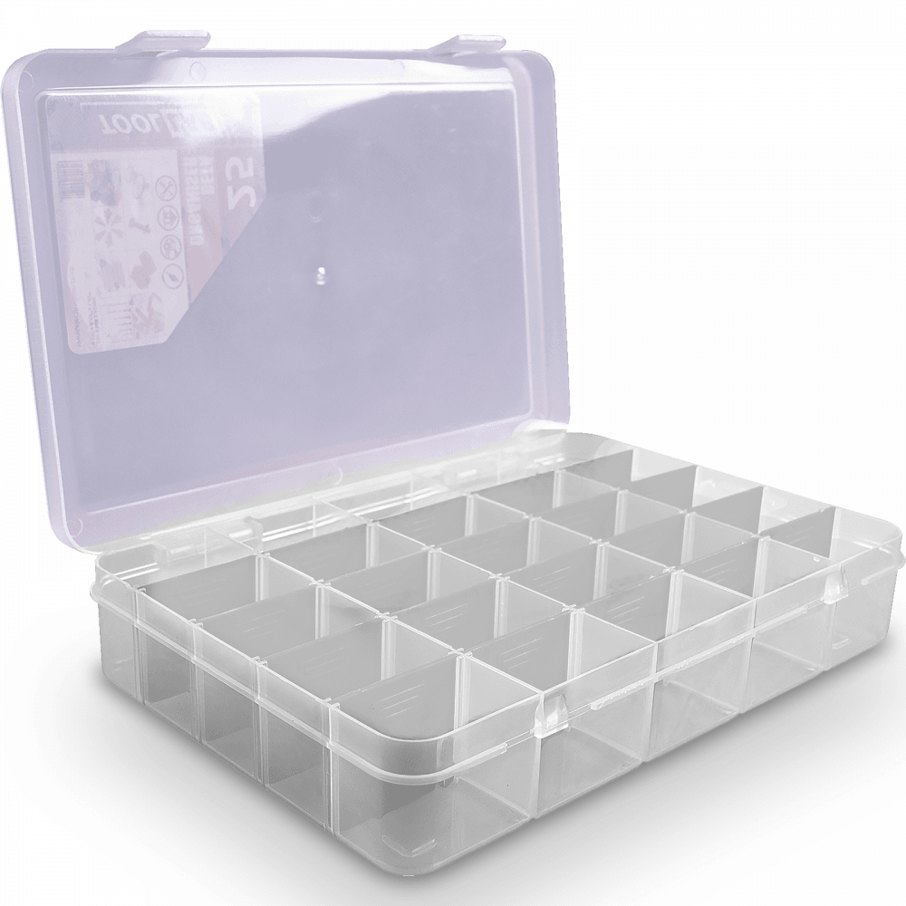 25 Adjustable Compartments Organiser Plastic Box Craft Loom Nail Bead Nuts Bolts