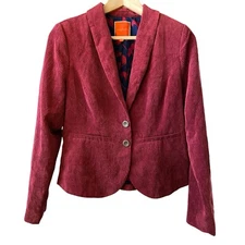 ModCloth Womens Size M Pink Long Sleeves 2-Button Corduroy Blazer Jacket w/ FLAW