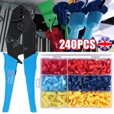 240PCS Quick Splice T-Tap Insulated Crimp Terminals Kit Spade Wire Connectors UK