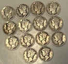 14 SilverMercury 1930’s Dimes .90 %   Full Dates Equals 1 Oz Silver. Nice