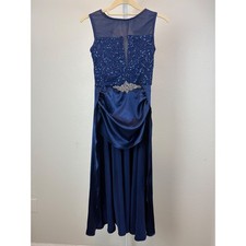 Weissman Navy Blue Sequin Lyrical Dance Costume Dress Kids Size SA Rhinestone