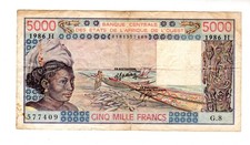 NIGER WEST AFRICA WEST AFRICAN STATES Billet 5000 FRANCS 1987 P608Hk VF