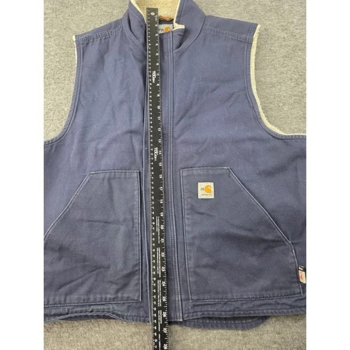 Carhartt Vest Mens XL Navy Blue FR Flame Resistant Sherpa Lined Duck CAT 4 image 6