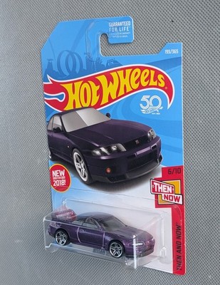 Hot Wheels Purple Nissan Skyline GT-R R33 1/64 HW Then And Now New