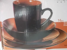 Thomson Pottery  Symphony Carmel 16 Pc  Dinnerware Set Plates Bowl Cup