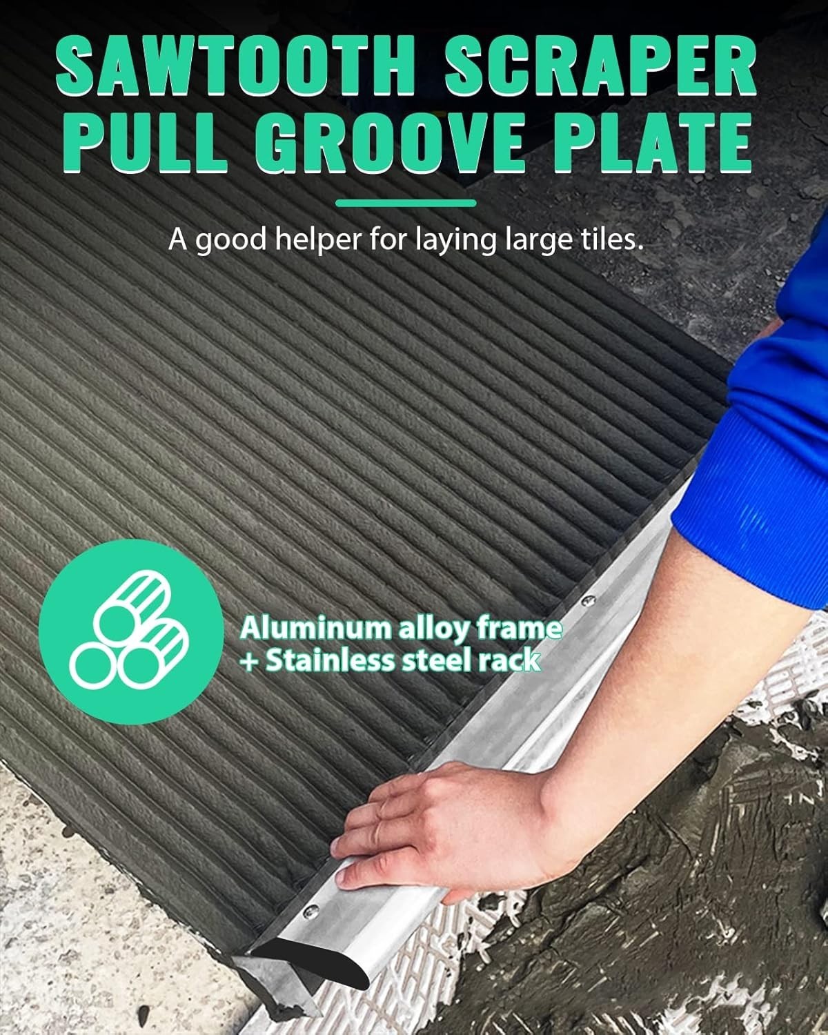 Tile Tools 24'' Large Tile Trowel 2/5" x 2/5" Square Notch Trowel Tile Adhesi...