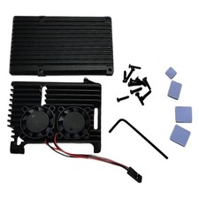 Efficient Cooling Aluminum Armors Case Enclosure Double Fan for Raspberry Pi4B
