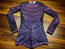 Alexandra Collection Girls Stretchy Sequin Dance Biketard Purple/Black Girls Y14