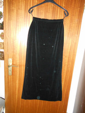 langer Samtrock, Schwarz, 38, 100 % Brillant-Baumwollsamt, Vintage