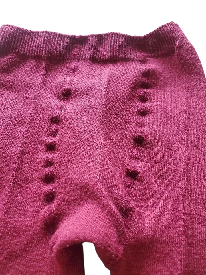 Medias de punto acanaladas borgoña talla 7-10 cálidas elásticas de invierno para niñas Foto 4 de 4