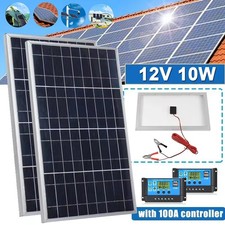 10W Solar Panel Trickle Charger 12V Solar Battery W/ 100A Controller Maintainer