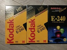 3 Leere VHS Cassette Leere Kodak E-240 Aufnahme 80er Sammler