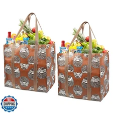 BeeGreen Hedgehog Large Reusable Grocery Bags with Hard Bottom - Heavy Duty F