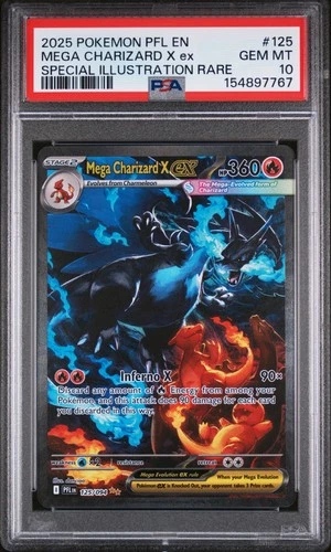 2025 POKEMON PFL SPECIAL ILLUSTRATION RARE #125 MEGA CHARIZARD X EX PSA 10