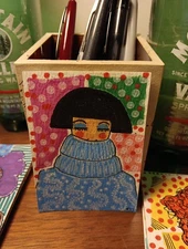 Winter Themed Aceo Original Mixed Media Abstract Woman - Abby In Winter