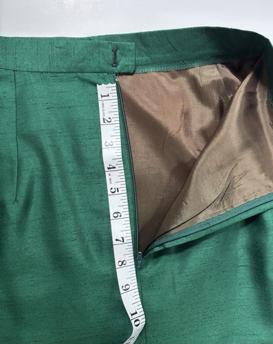 VTG Handmade Emerald Silk Shantung Skirt Suit Set Jacket & Maxi Skirt Lined XS/S - Picture 20 of 24