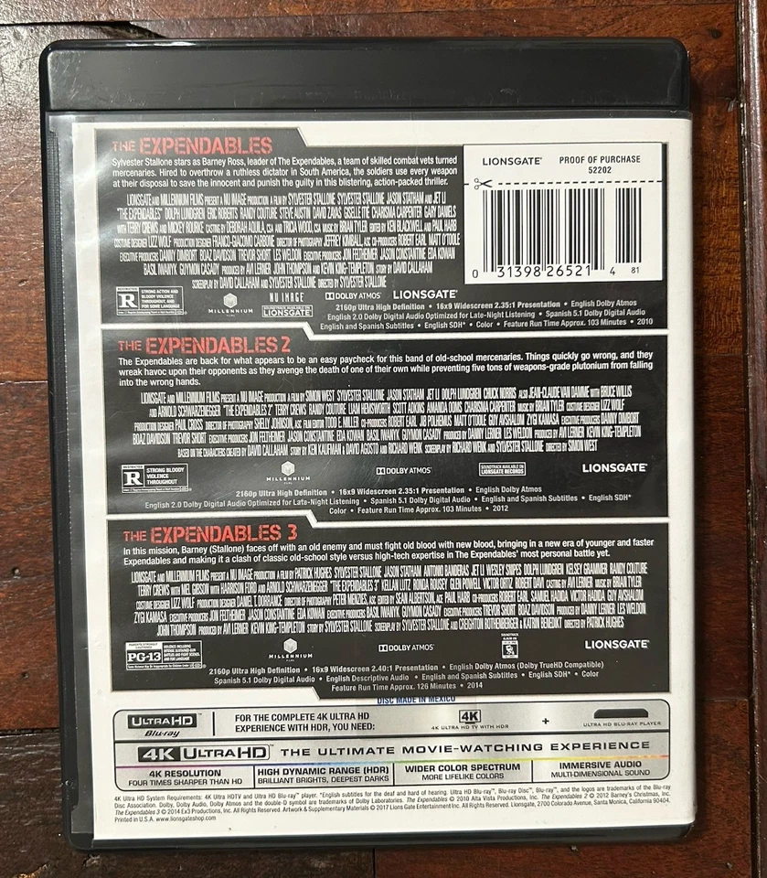 The Expendables 3-Film Collection 4k Ultra HD UHD Movies 1 2 & 3 - Image 2 of 4