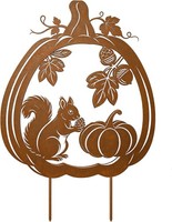 Gartenstecker KüRbis Deko Metall EichhöRnchen Herbst Gartendeko Outdoor Geschenk