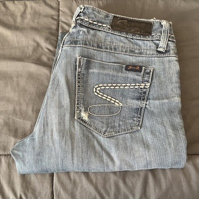 Seven7 Jeans Womens 8 Boot Cut Distressed Lite Wash