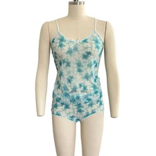 Vintage Warner's Teal Floral Mesh Camisole Panty Set