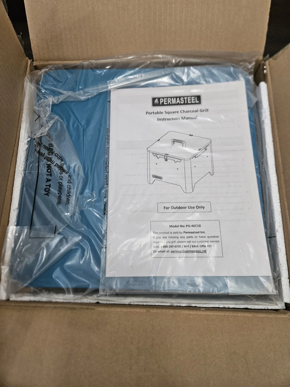Permasteel Portable Square Charcoal Grill- Teal