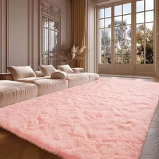 Super Soft Shaggy Area Rugs Fluffy Plush Carpets, 4x6 Feet, Modern 4x6feet Pink