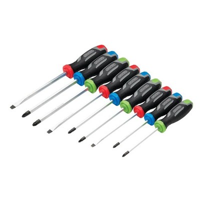 Draaper Pound Thru Soft Grip Screwdriver Set 9 Piece Mixed Magnetic Tips 13487